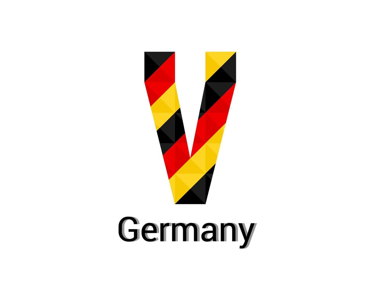 Creative Letter V with 3d germany colors concept. Good for print, t-shirt design, logo, etc. vector