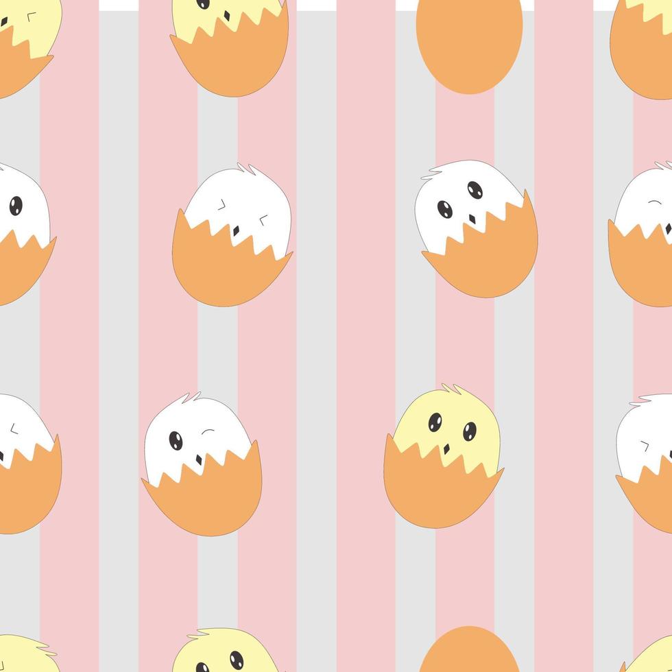 seamless pattern cute egg with pink and white stripes vector