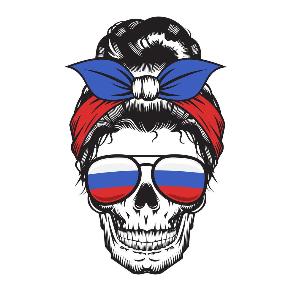 diseño de la diadema de Rusia de la mamá del cráneo en el fondo blanco. Víspera de Todos los Santos. logotipos o iconos de la cabeza del cráneo. ilustración vectorial. vector