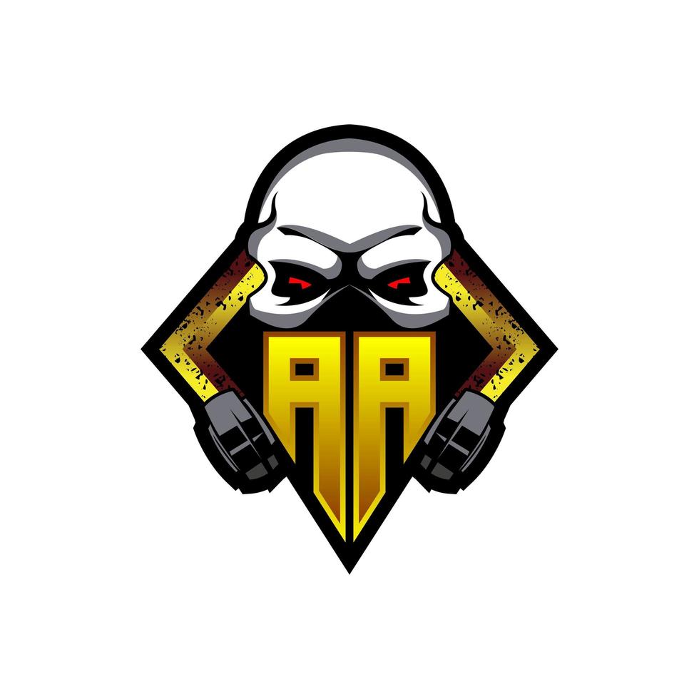 Initial AA logo design, Initial AA logo design with Gas Mask Style, Logo for game, esport, community or business. vector