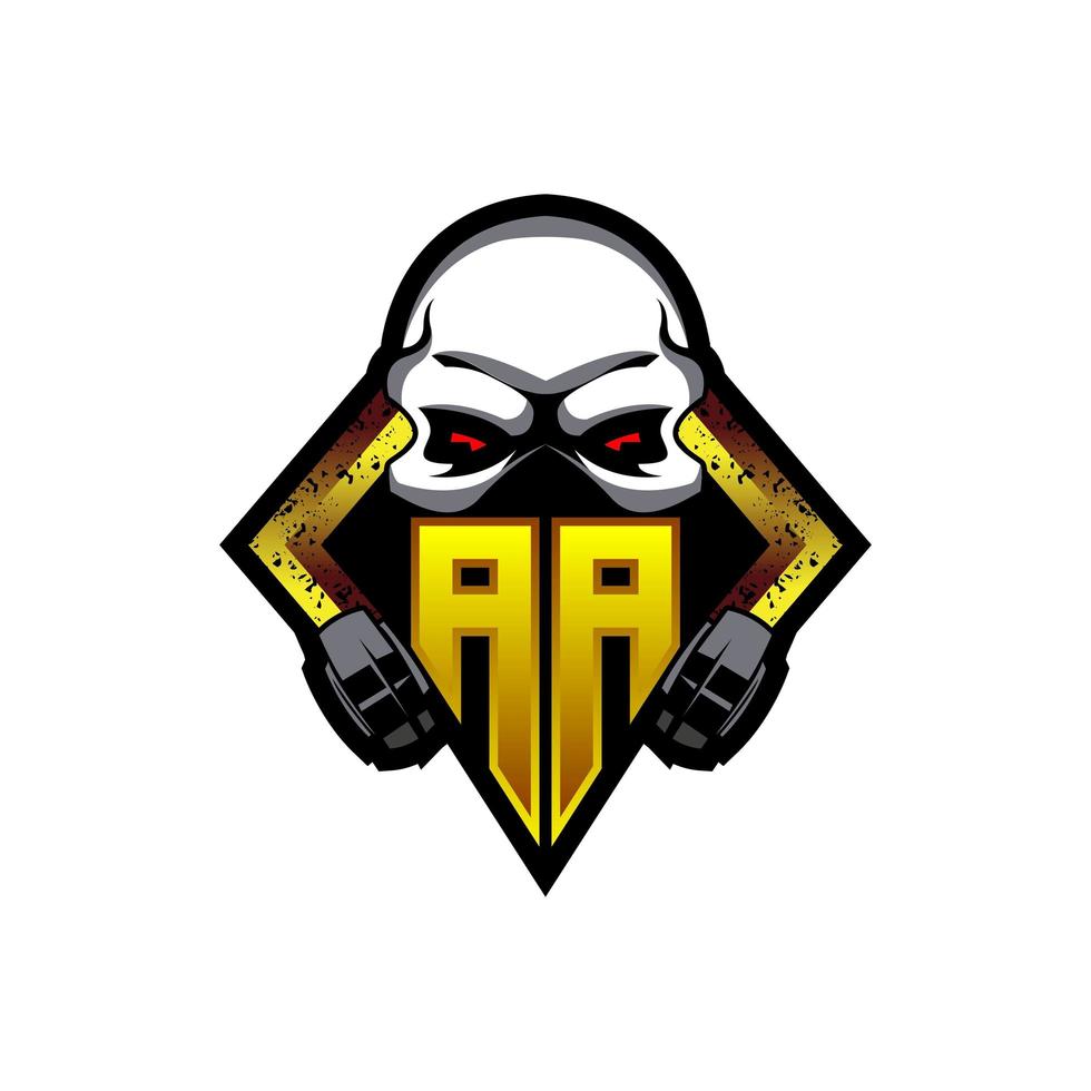 Initial AA logo design, Initial AA logo design with Gas Mask Style, Logo for game, esport, community or business. vector