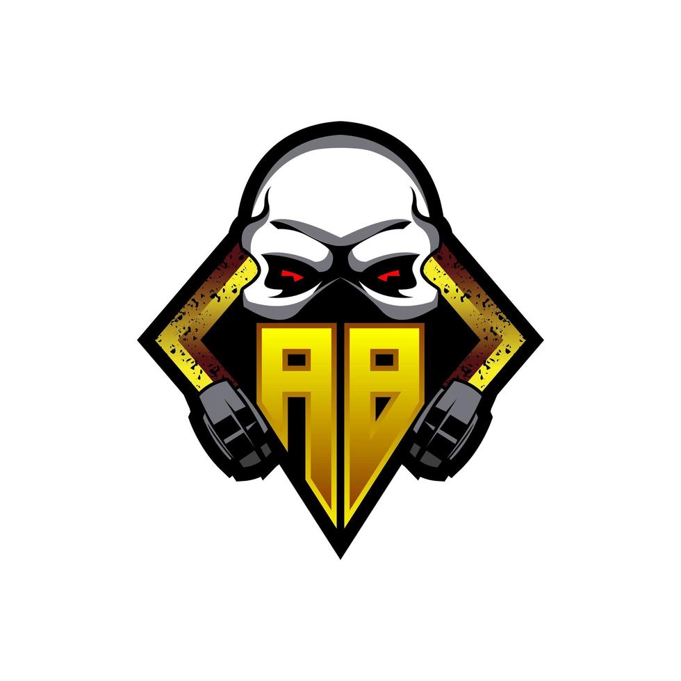 Initial AB logo design, Initial AB logo design with Gas Mask Style, Logo for game, esport, community or business. vector