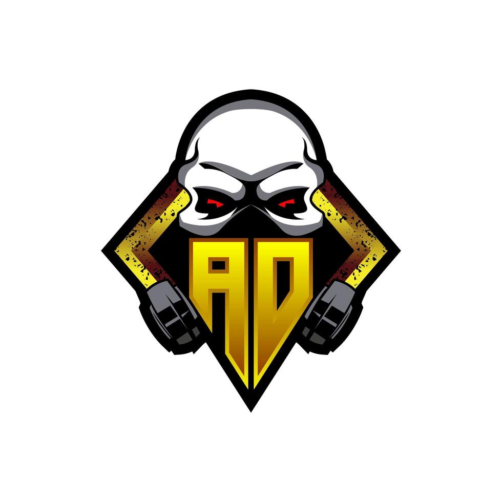 Initial AD logo design, Initial AD logo design with Gas Mask Style, Logo for game, esport, community or business. vector