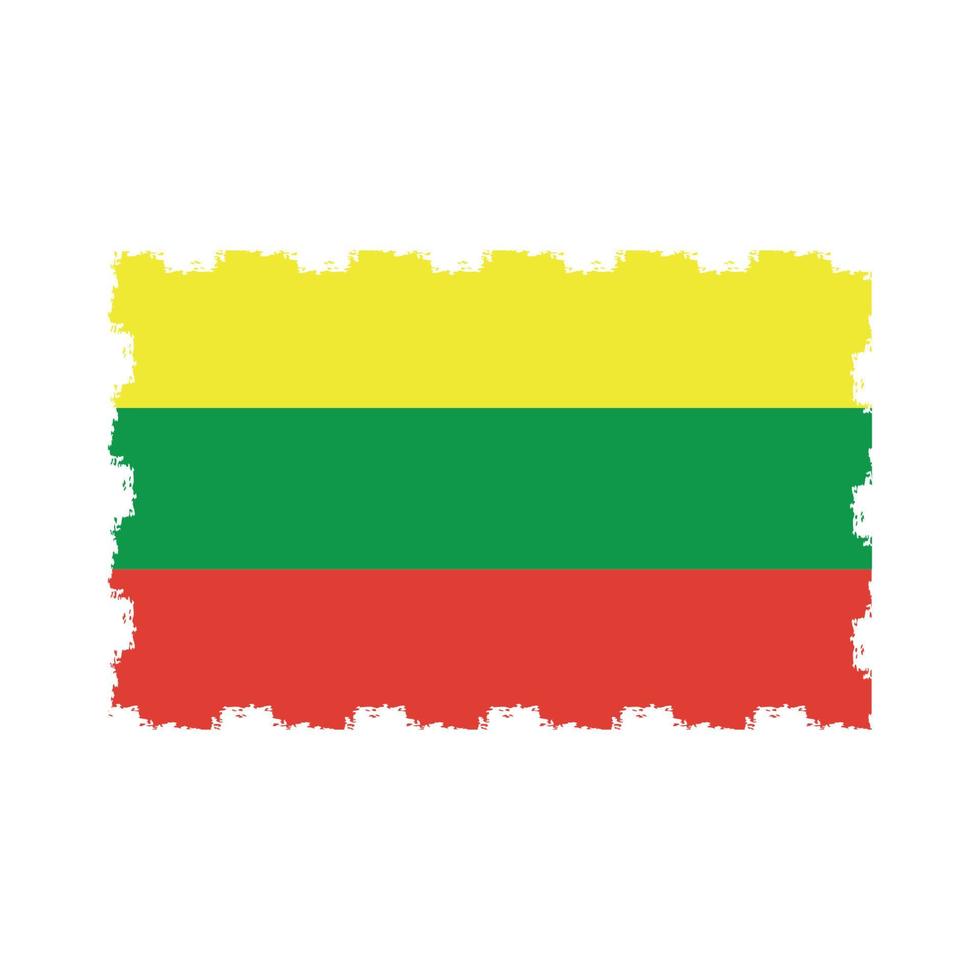 Lithuania flag vector with watercolor brush style