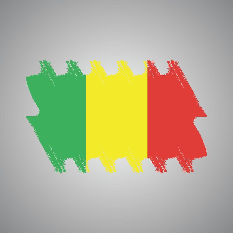 Guinea flag vector with watercolor brush style