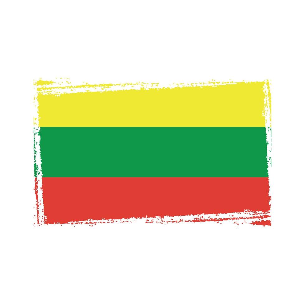 Lithuania flag vector with watercolor brush style