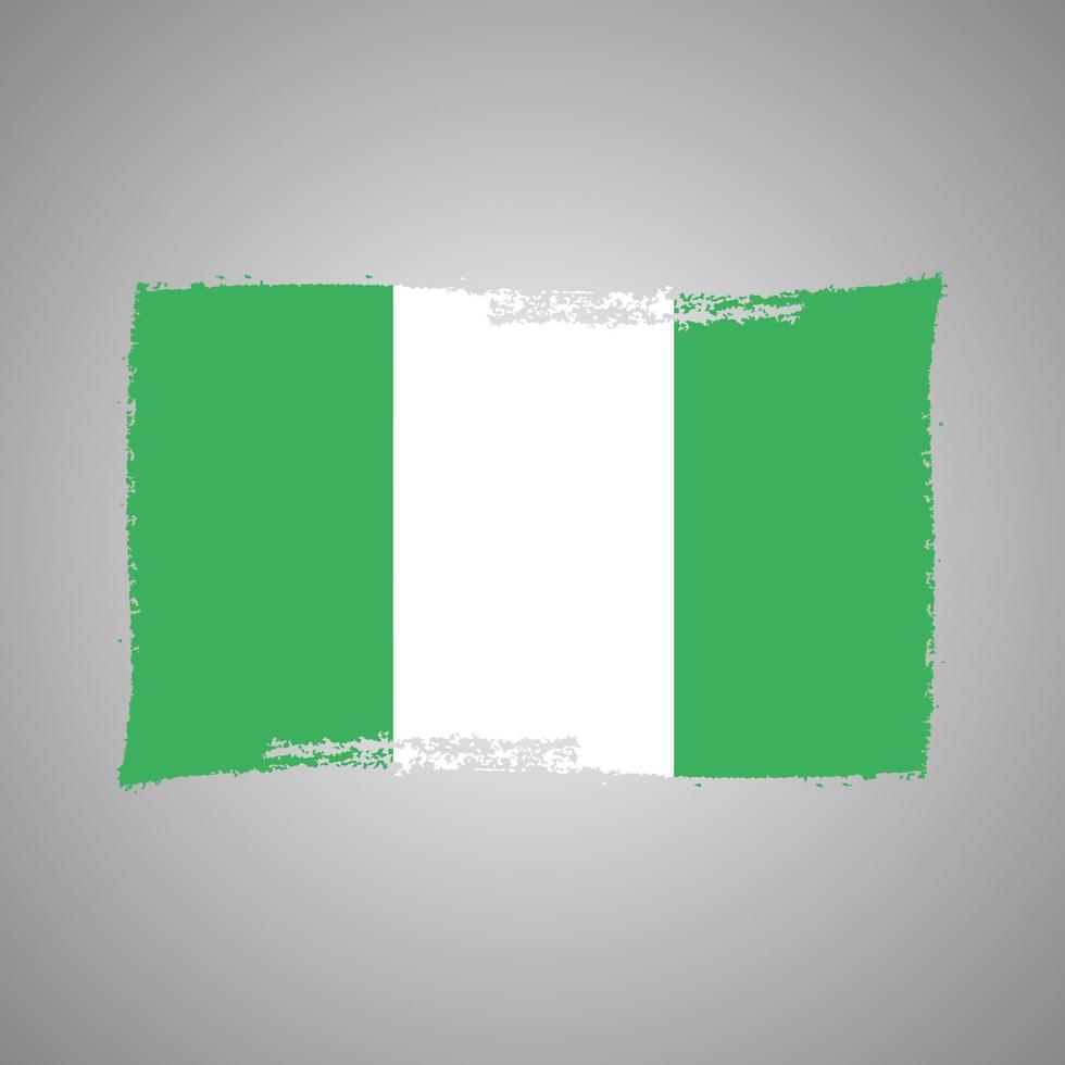 Nigeria flag vector with watercolor brush style
