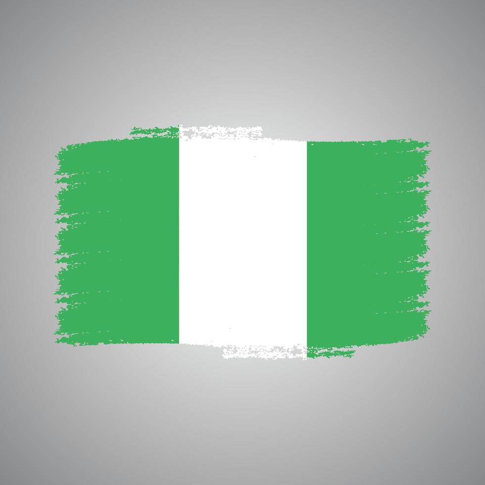 Nigeria flag vector with watercolor brush style 3725585 Vector Art at ...