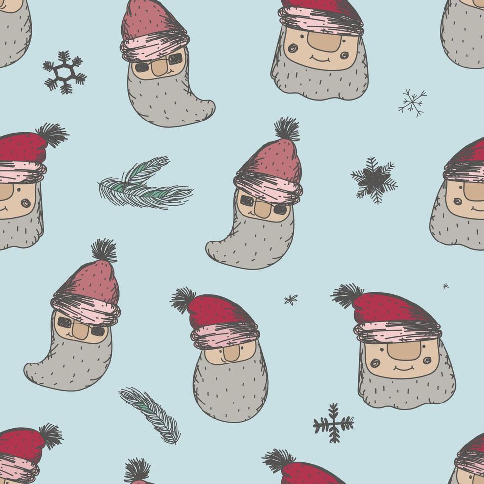 Funny Christmas seamless pattern with Santa Claus for Merry Christmas and Happy New Year decor vector