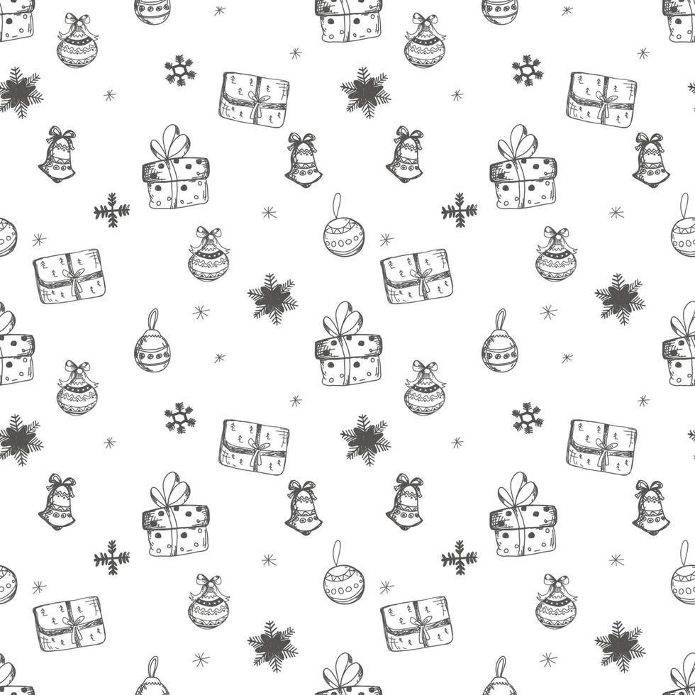 Christmas and Happy New Year seamless pattern with gift boxes. Cute holiday print. vector