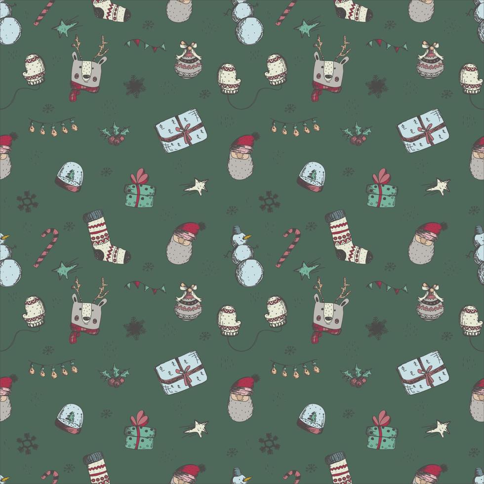 Seamless Christmas and new year vector hand drown seamless pattern