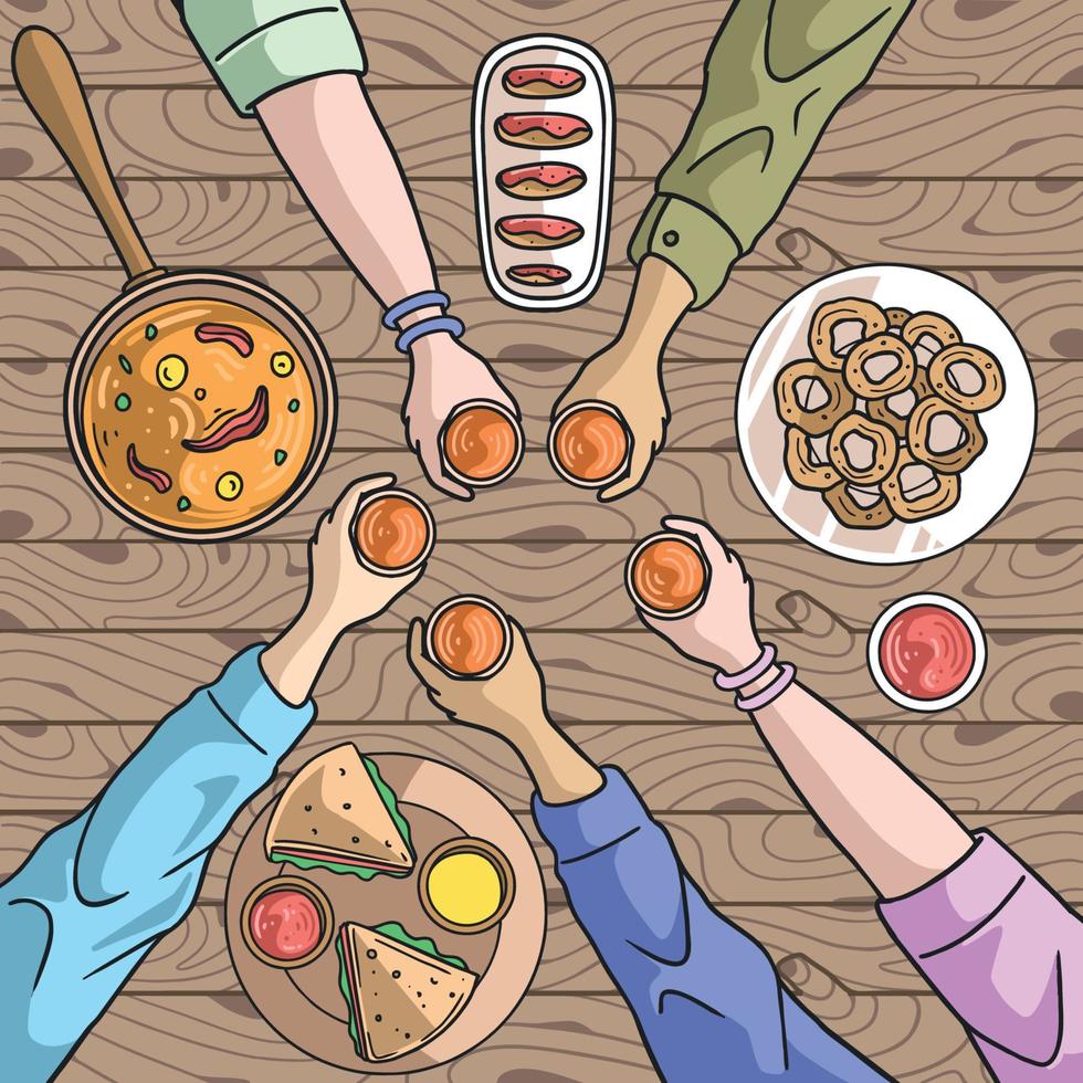 Thanksgiving Gathering Dinner Friends And Family vector