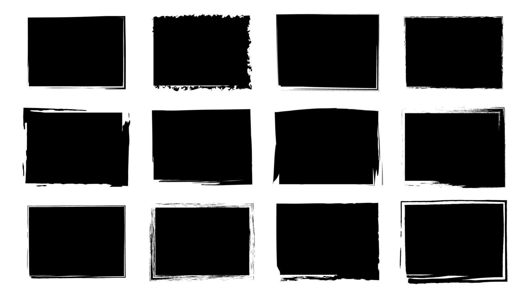 Dirty frames grunge. Ink brush strokes. distress textures of a square vector
