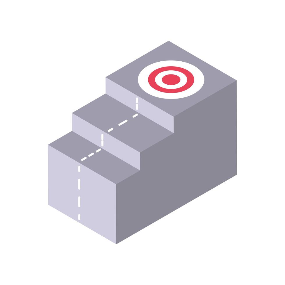 stairs target on top isometric icon isolated vector