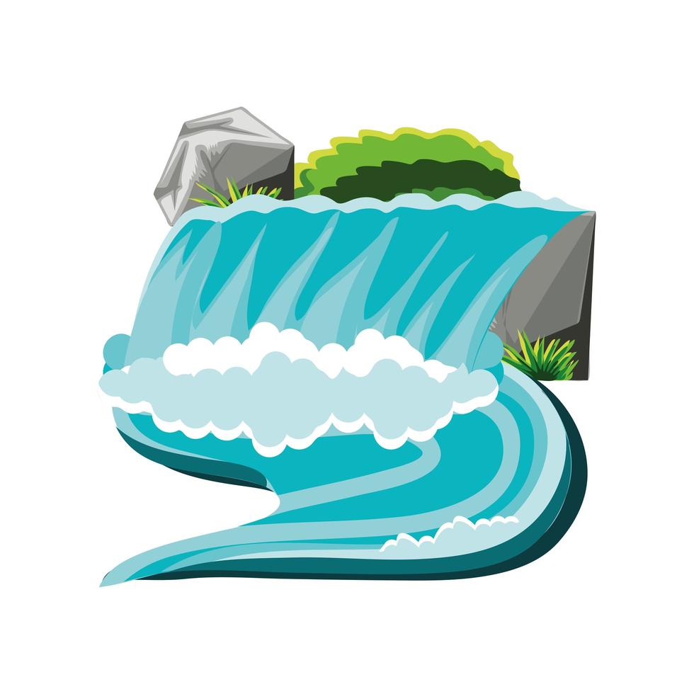 river fall bushes vector