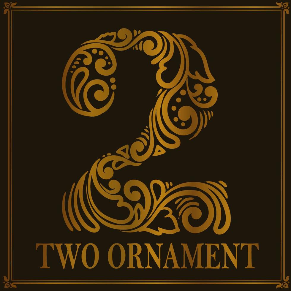 Vintage Two number ornament style vector