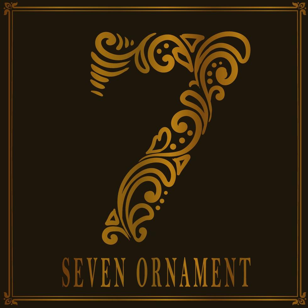 Vintage seven number ornament style vector