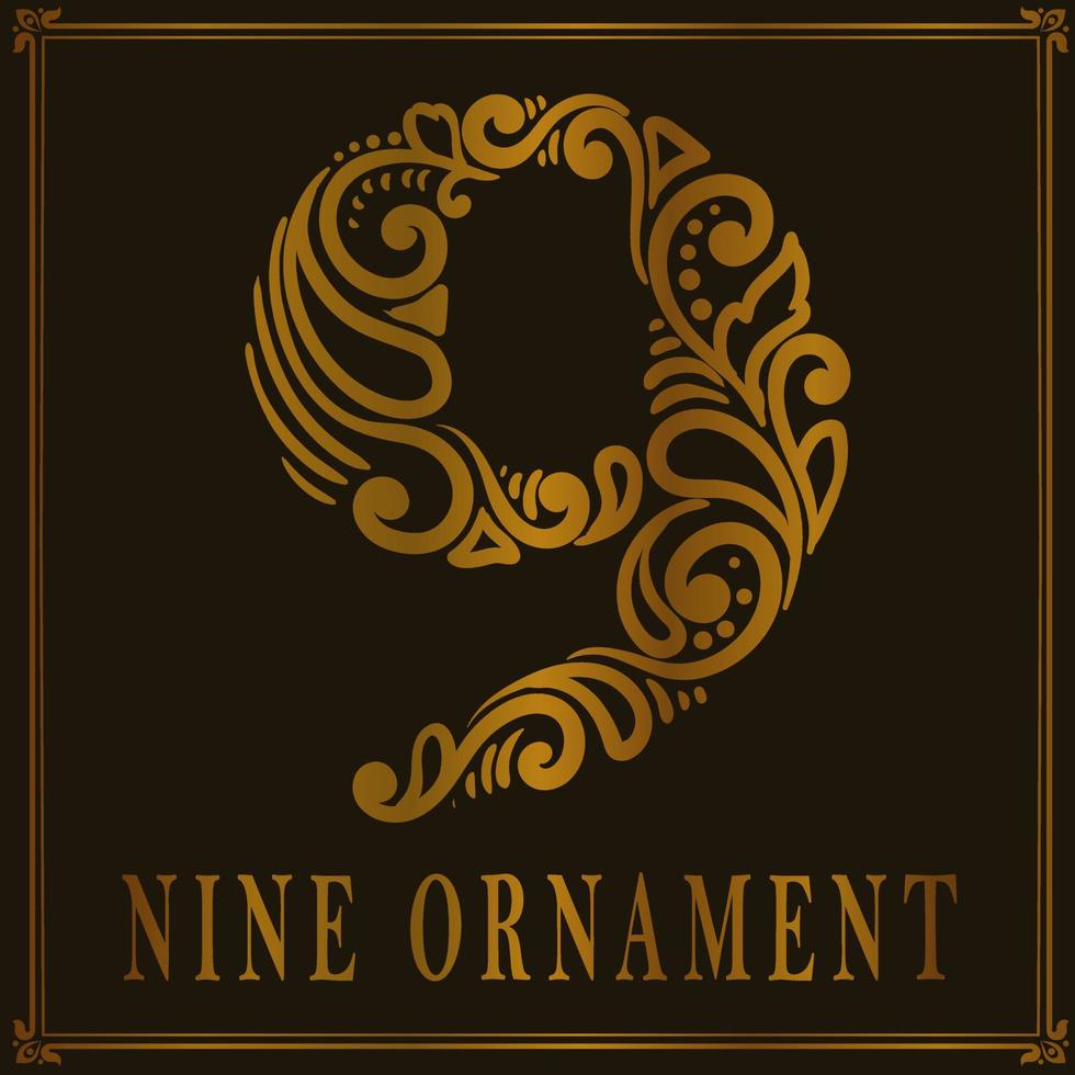 Vintage nine number ornament style vector