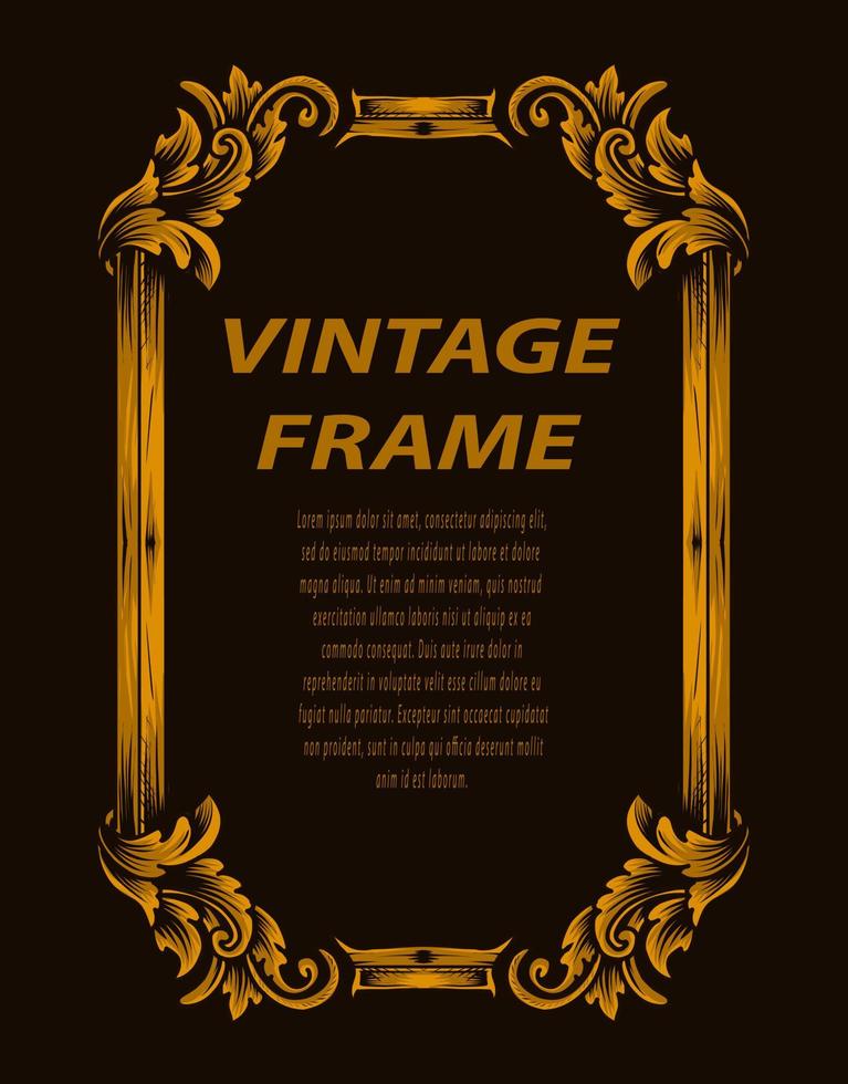 Vintage border frame with engraving ornament vector