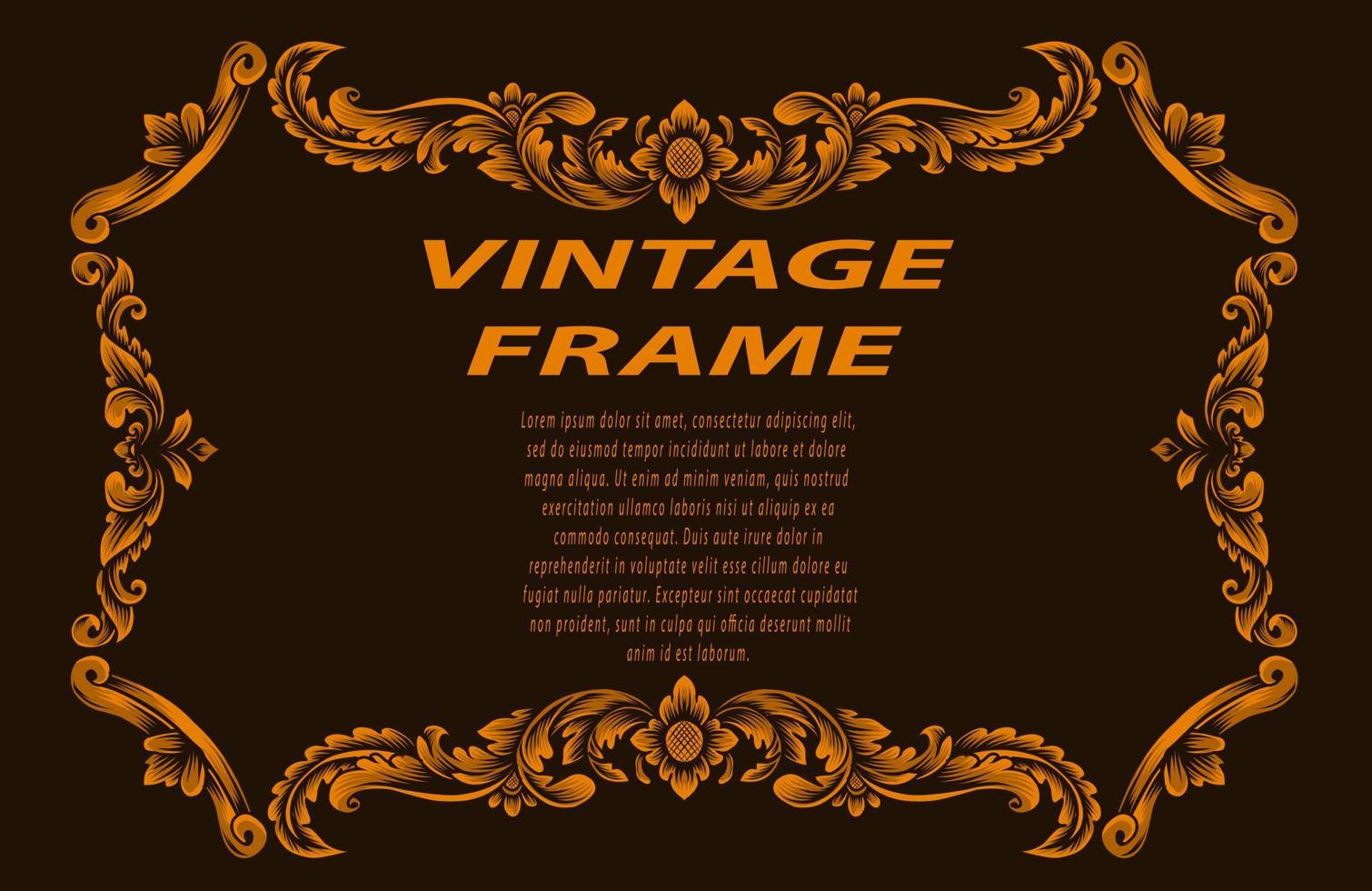 Vintage border frame with engraving ornament vector