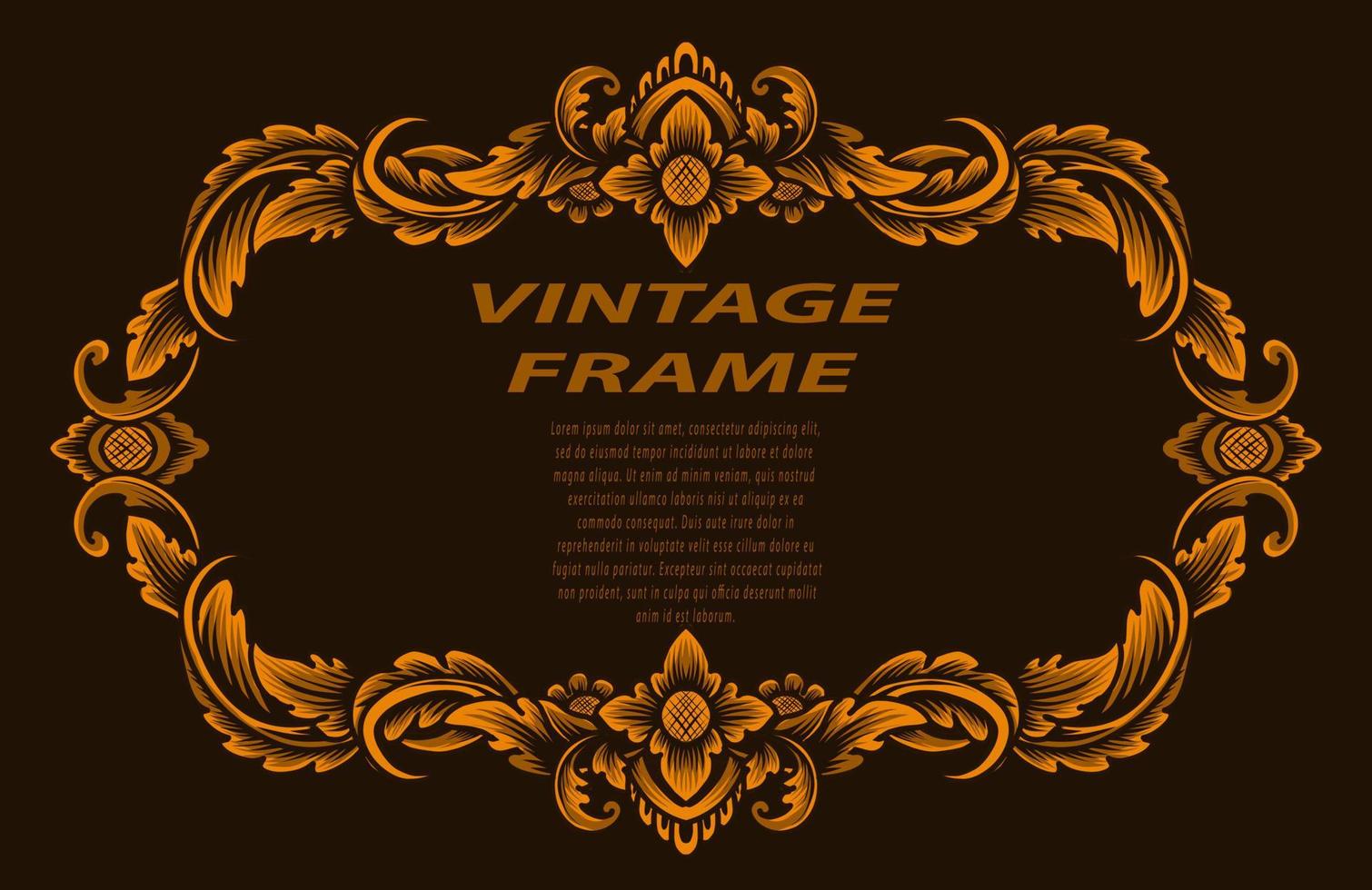 Vintage border frame with engraving ornament vector