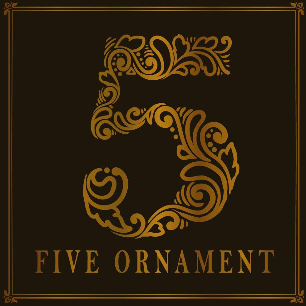 Vintage Five number ornament style vector