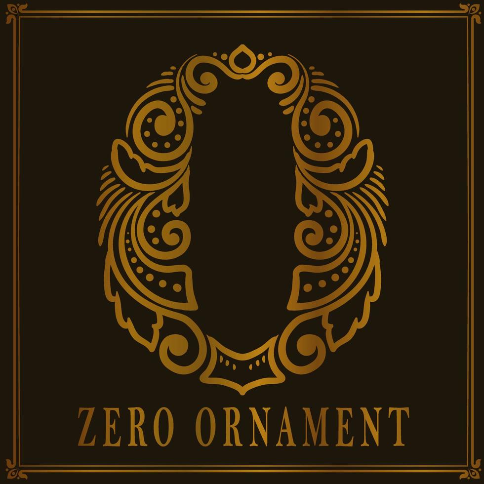 Vintage zero number ornament style vector