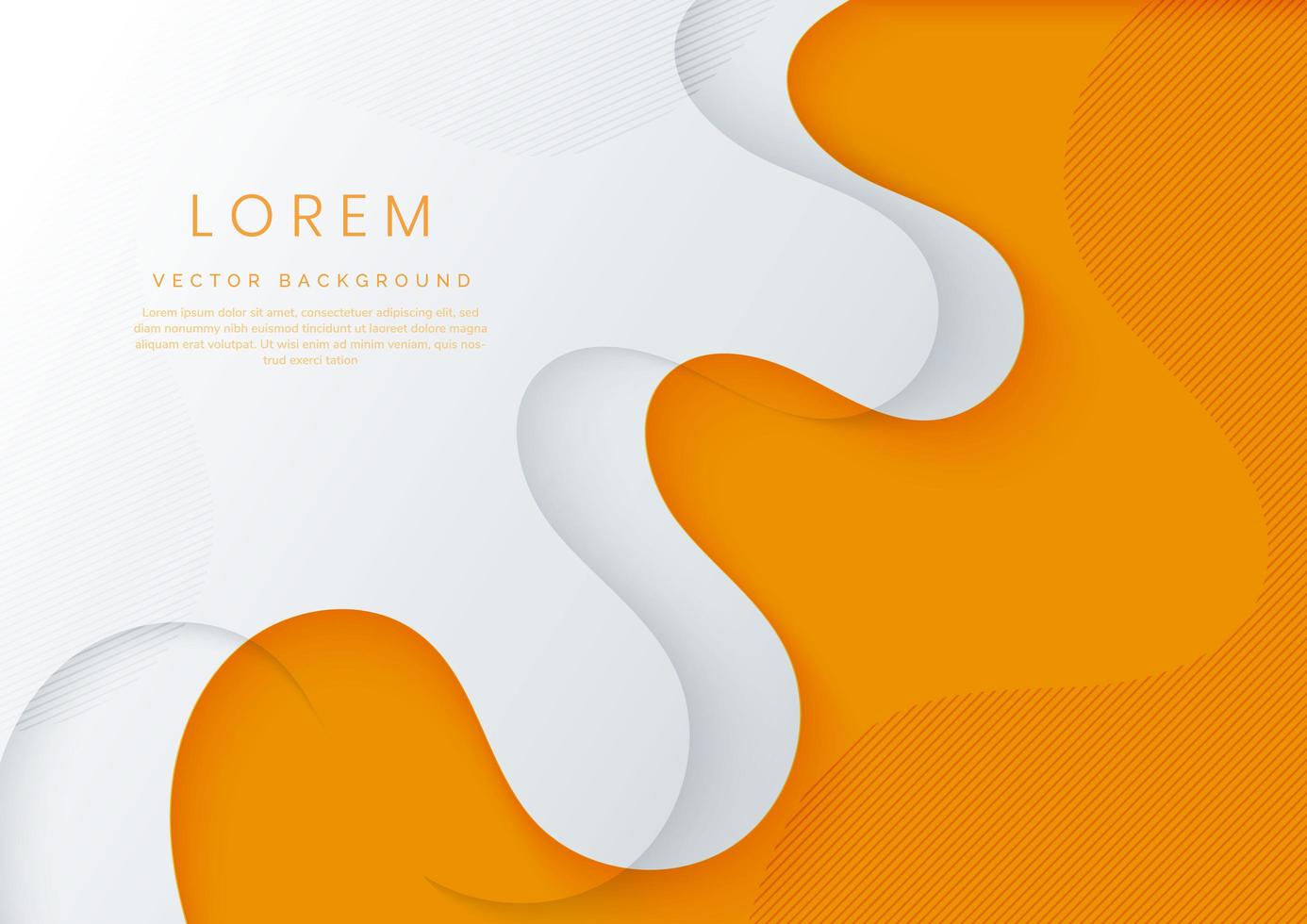 Abstract modern orange and white waves lines background with copy space for text. vector