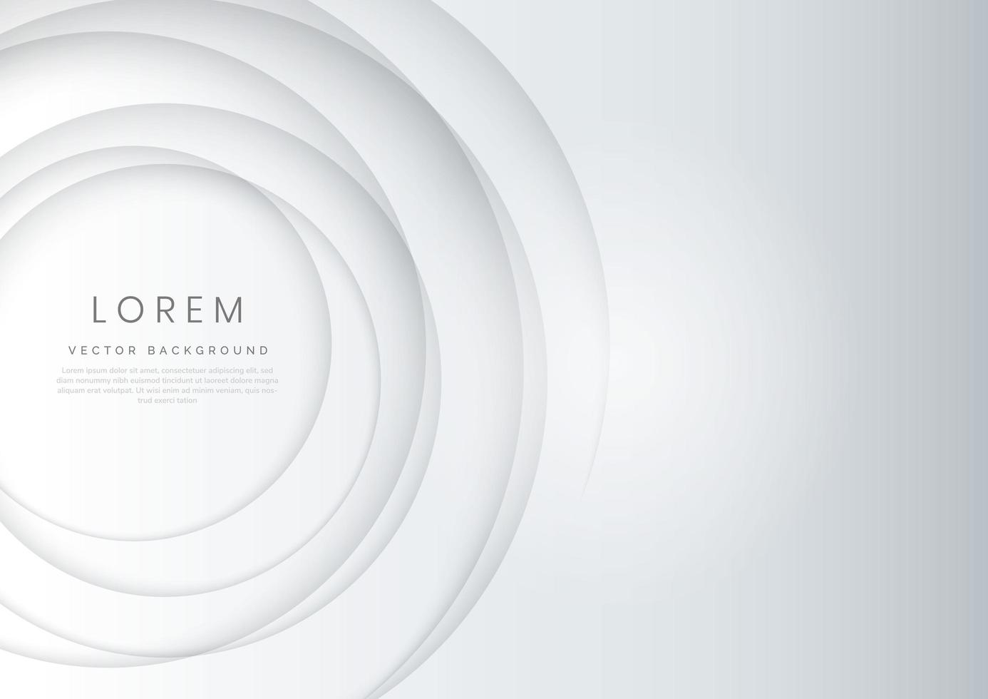 Abstract modern white and gray gradient circles layers lighting background with copy space for your text. vector