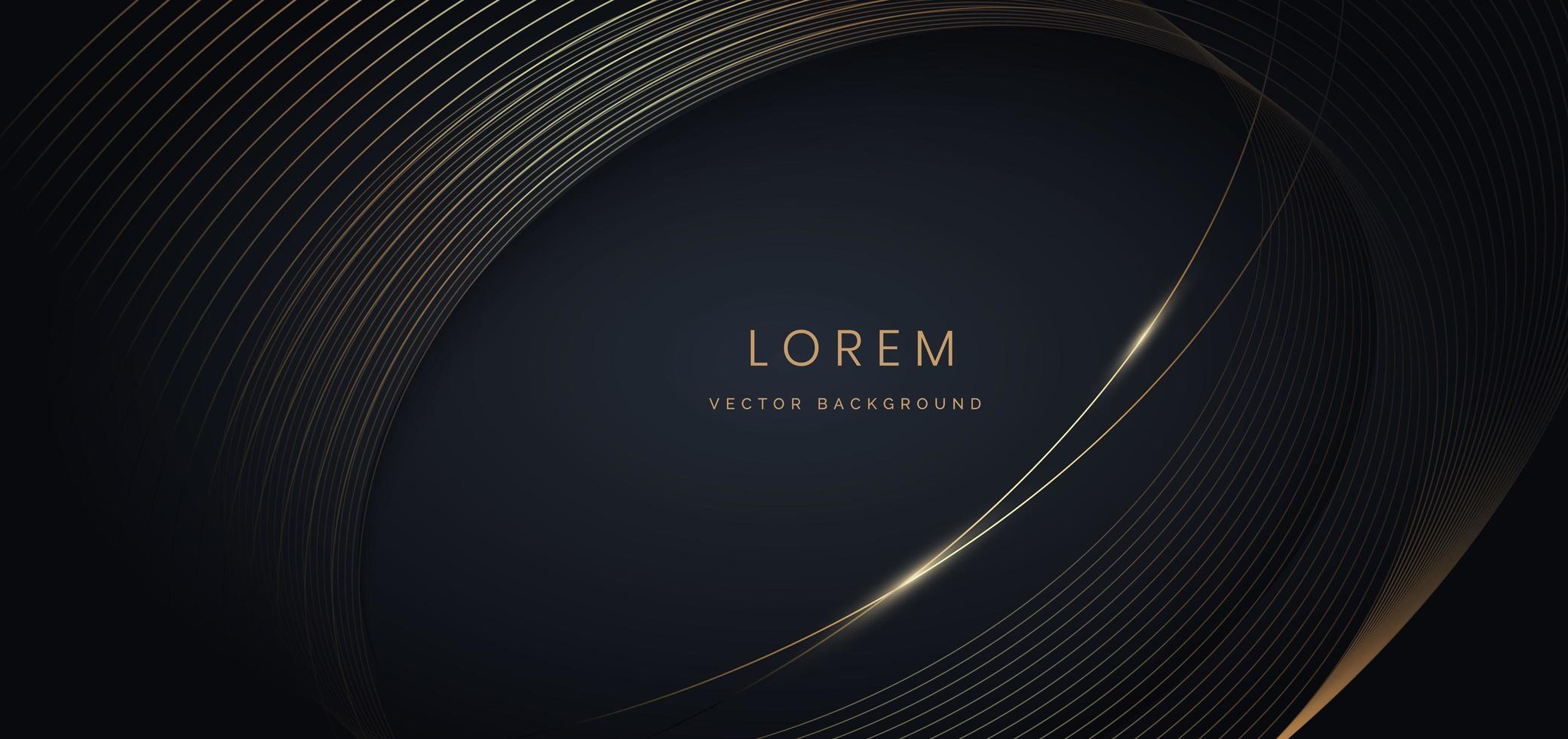 Abstract elegant modern golden rings lines on dark background with space for text. Luxury style. vector