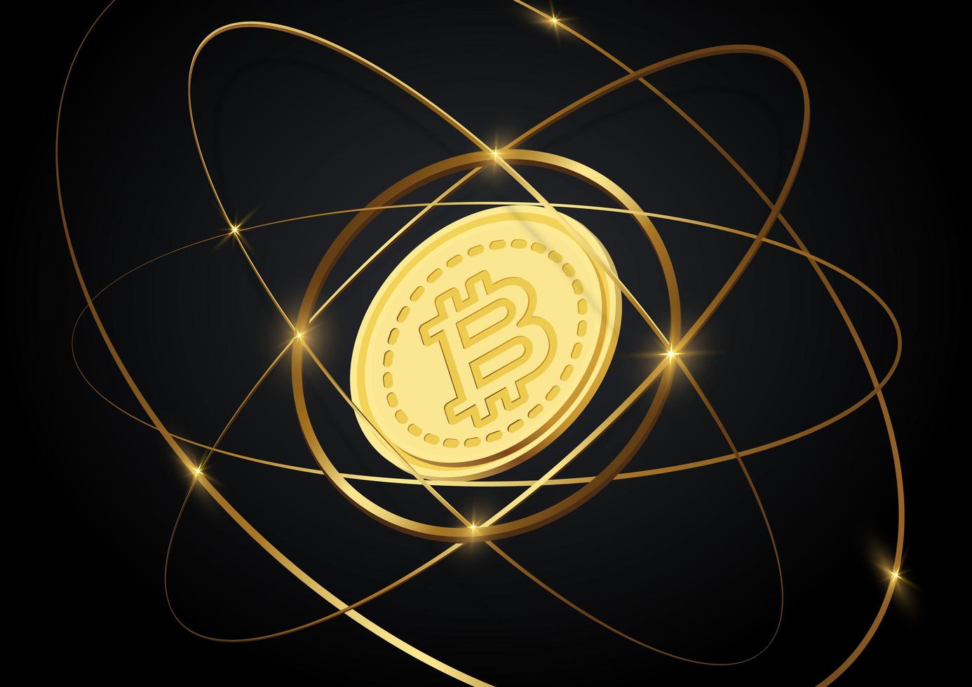 Bitcoin crypto currency luxury concept. vector