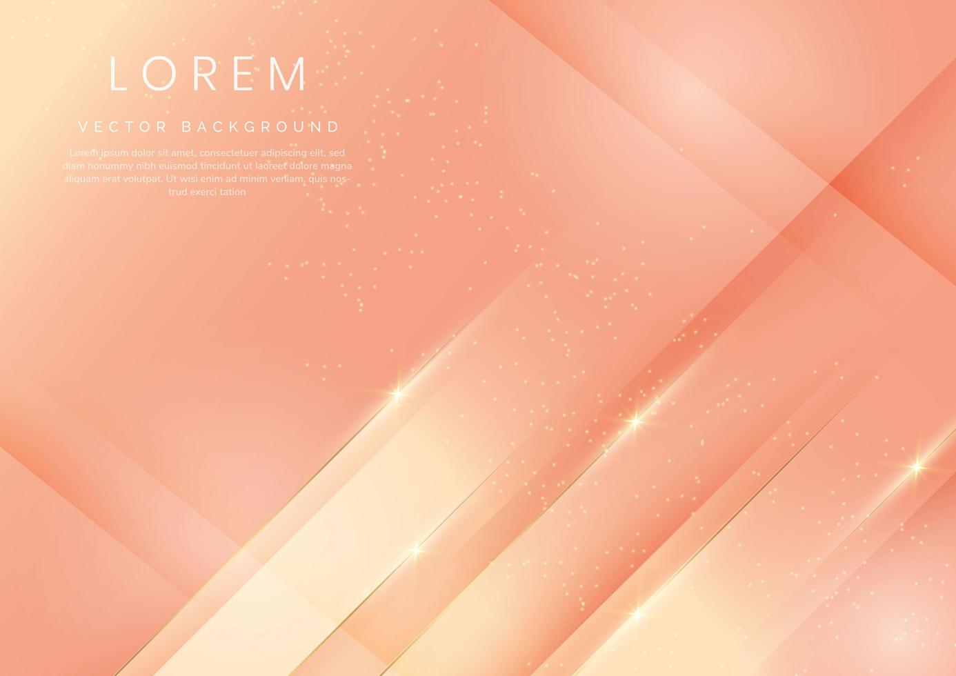 Abstract template soft yellow and orange gradient geometric diagonal with golden lines sparkle. Luxury modern. vector