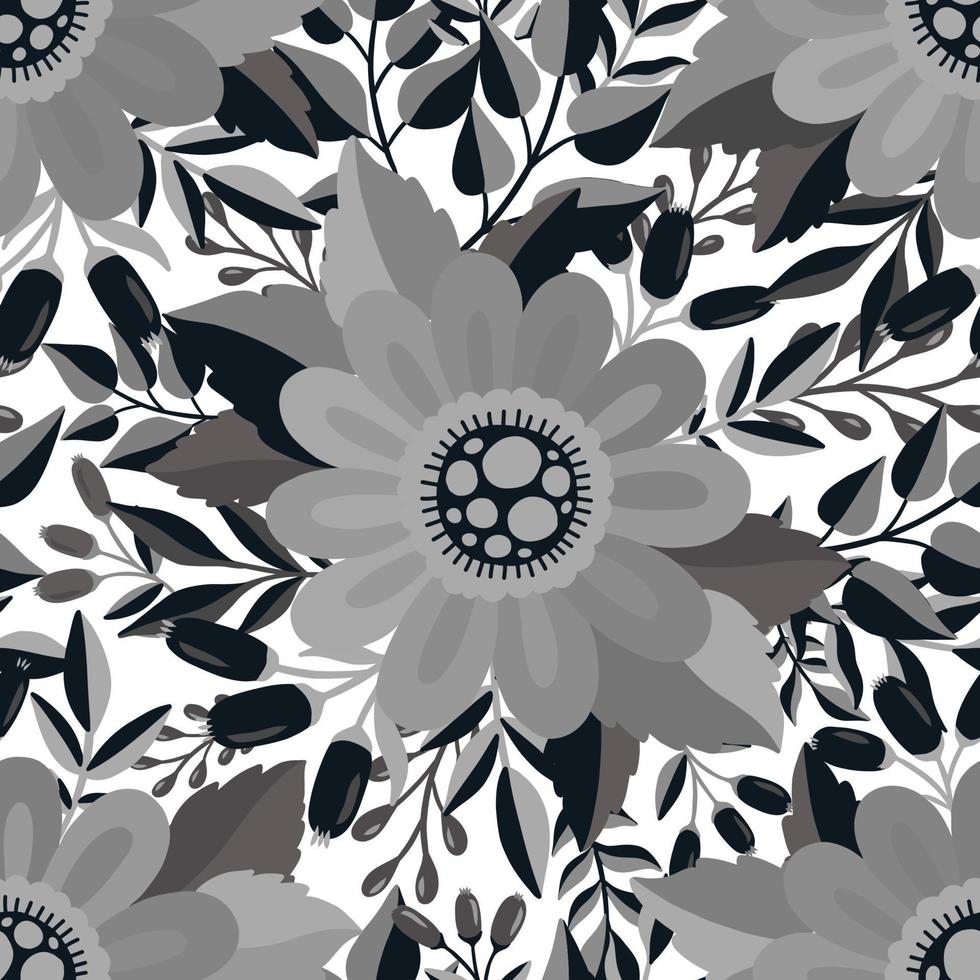 flor monocromática de patrones sin fisuras.Diseño floral elegante.impresión botánica. impresión de moda. vector