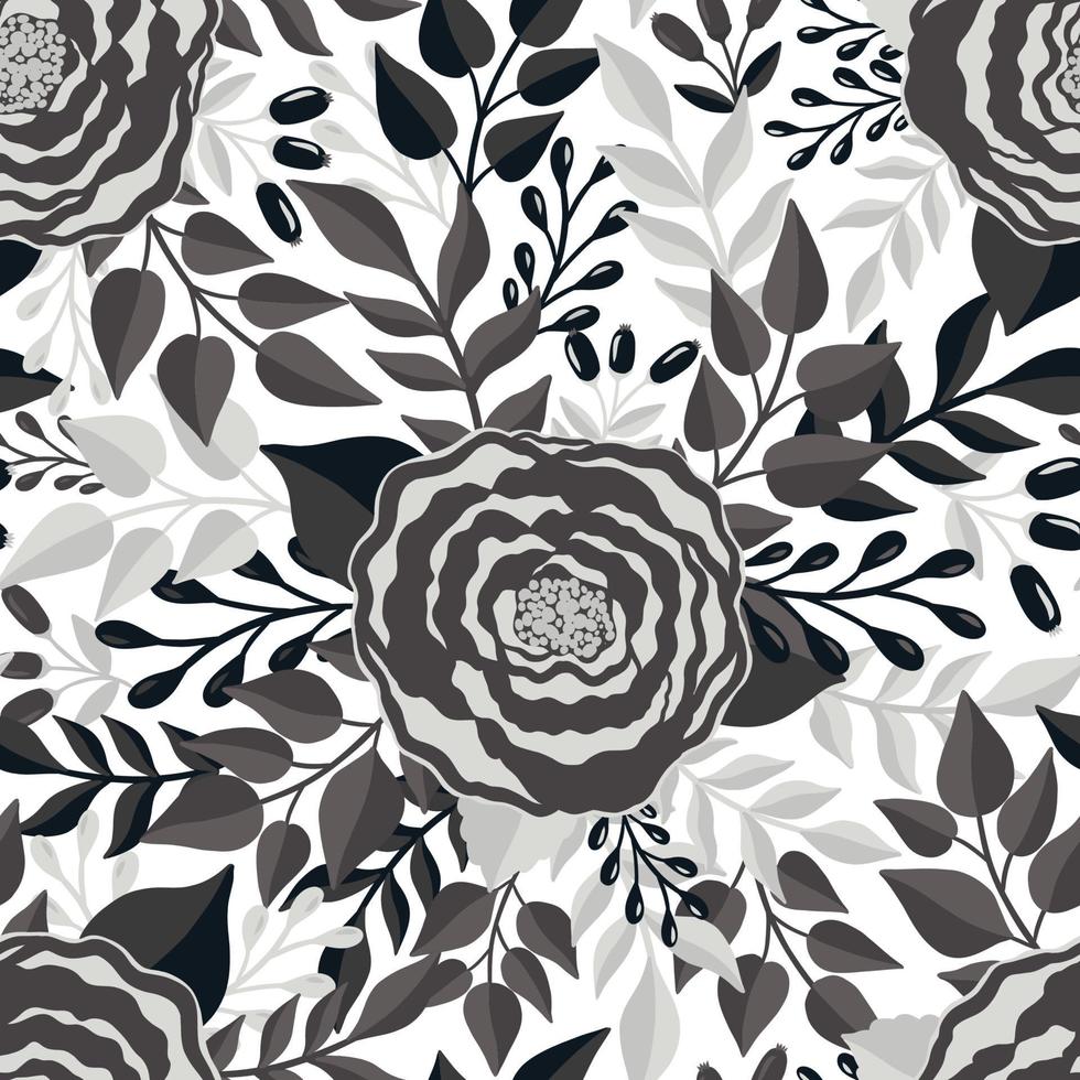 Seamless pattern monochrome   flower.Elegant floral design.Botanical print. Fashion print. vector