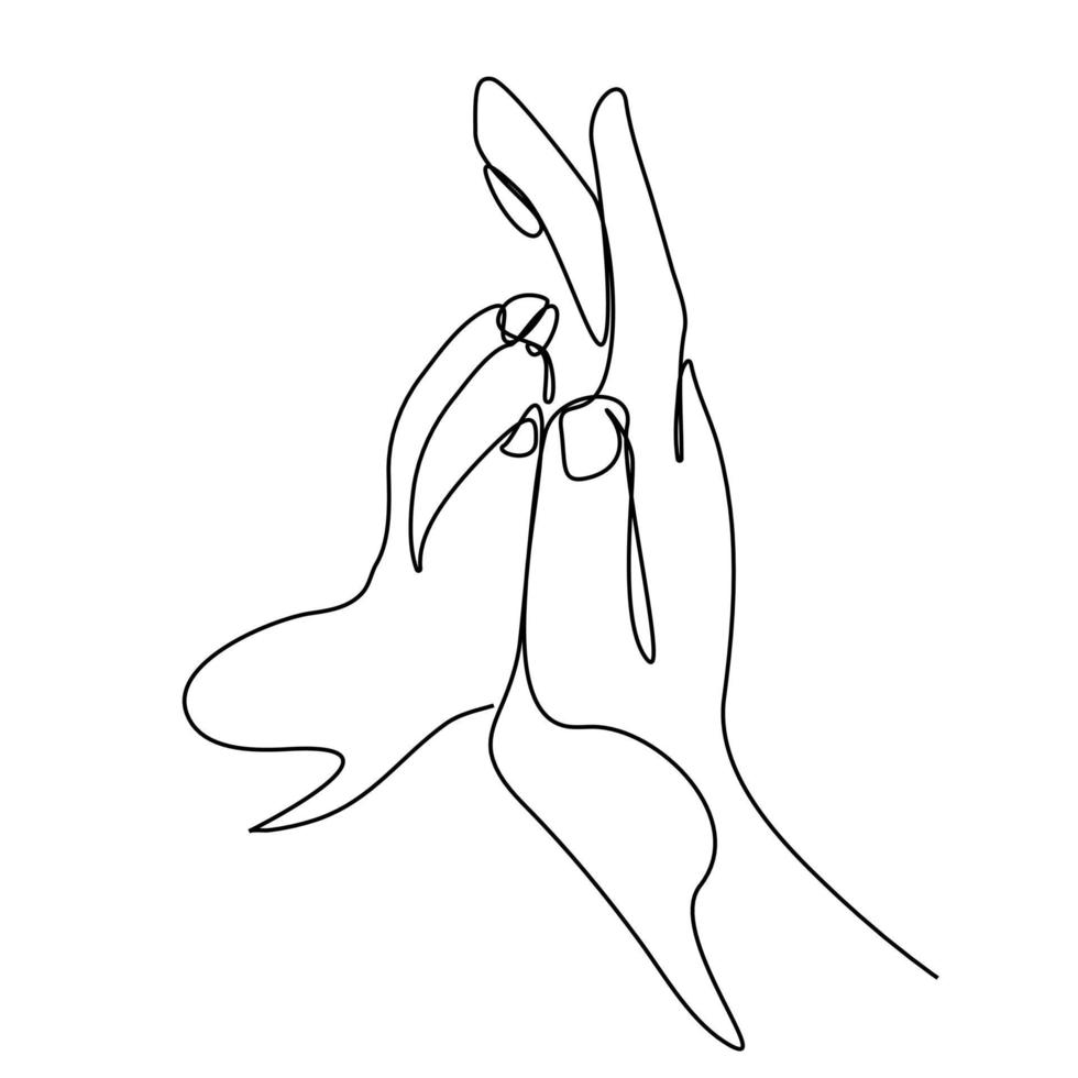 continuous line A dog is giving a paw to a person. dog paws in human hand vector