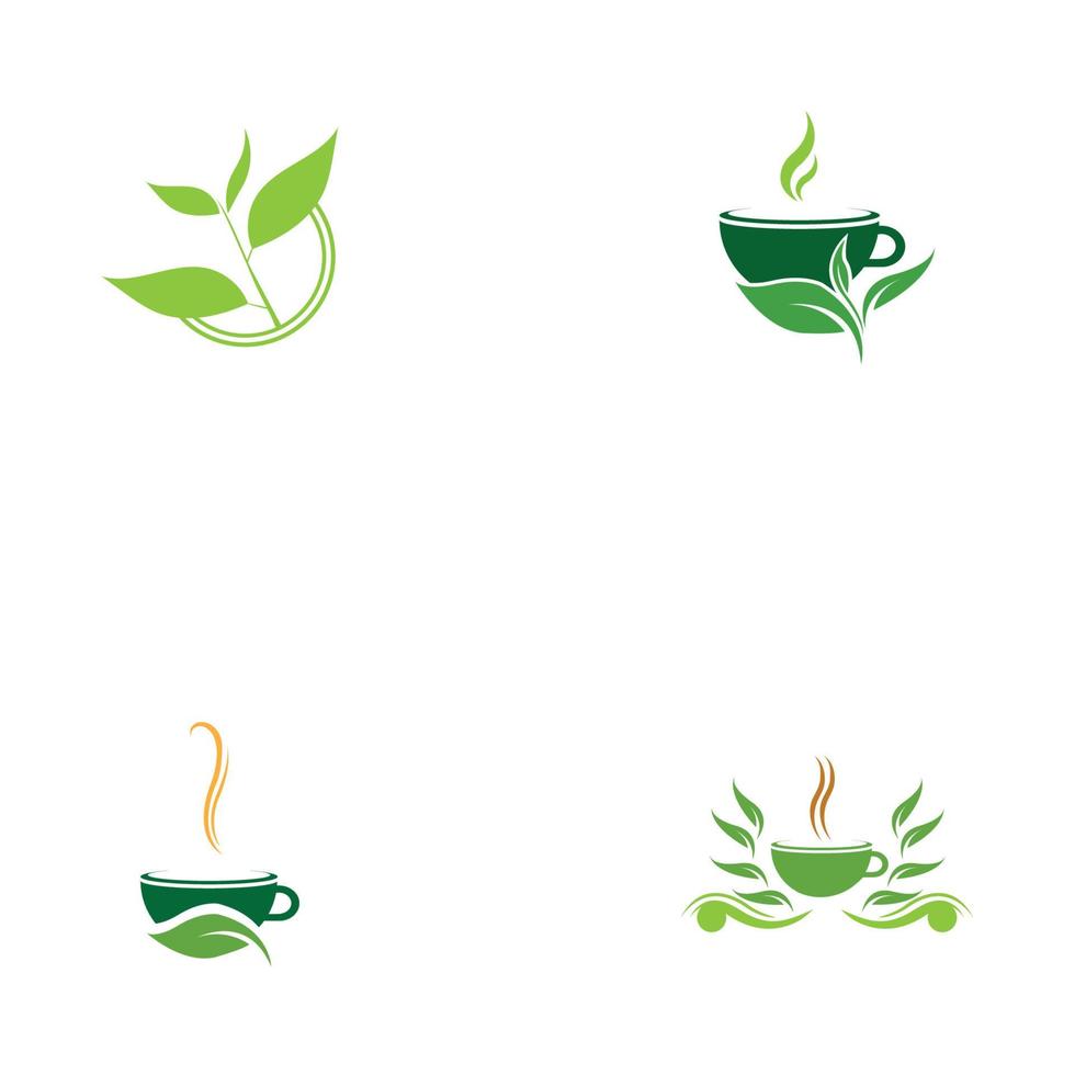 brotes de hojas verde té orgánico taza hoja logo símbolo diseño idea vector