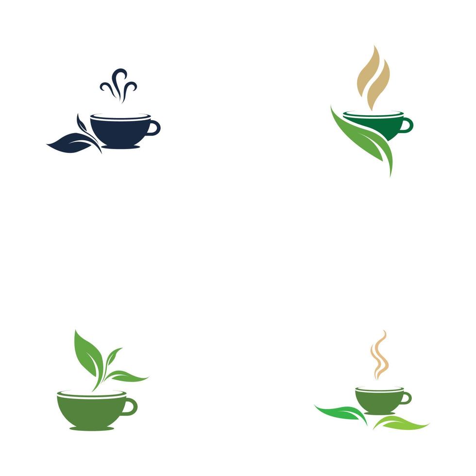 brotes de hojas verde té orgánico taza hoja logo símbolo diseño idea vector