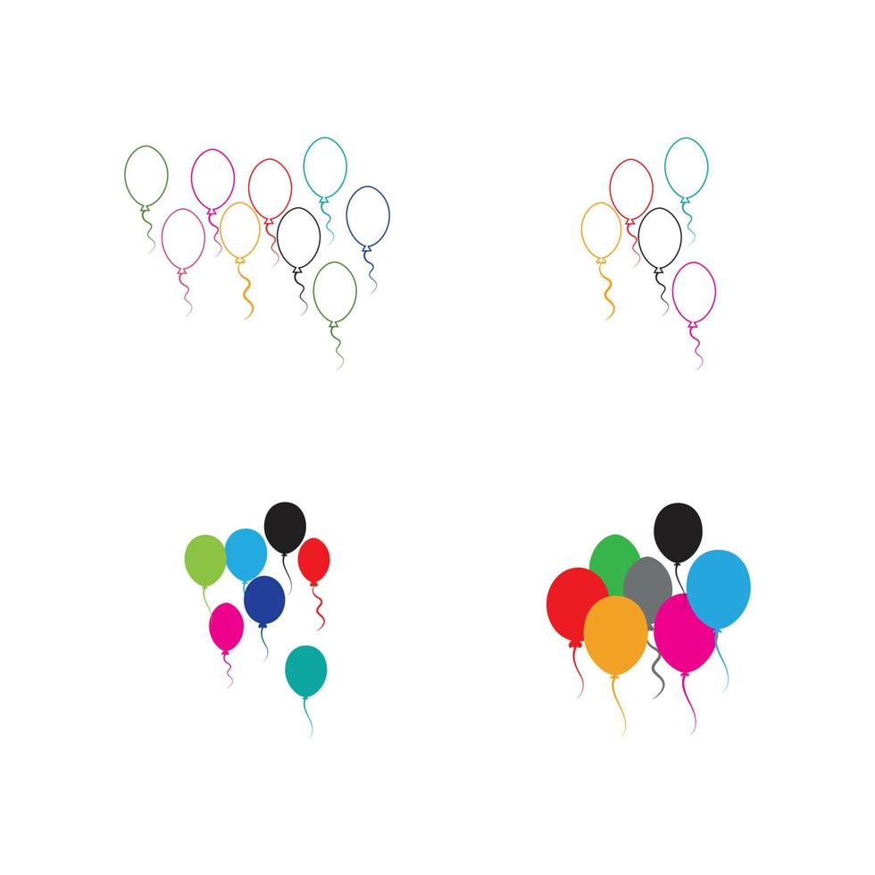 Diseño de globos, celebración de fiestas, cumpleaños, decoración y entretenimiento, ilustración vectorial vector