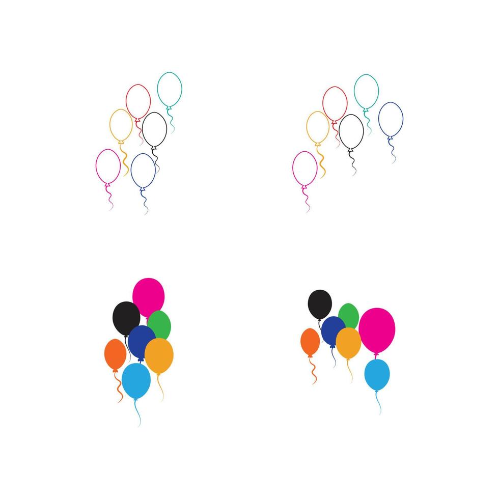 Diseño de globos, celebración de fiestas, cumpleaños, decoración y entretenimiento, ilustración vectorial vector