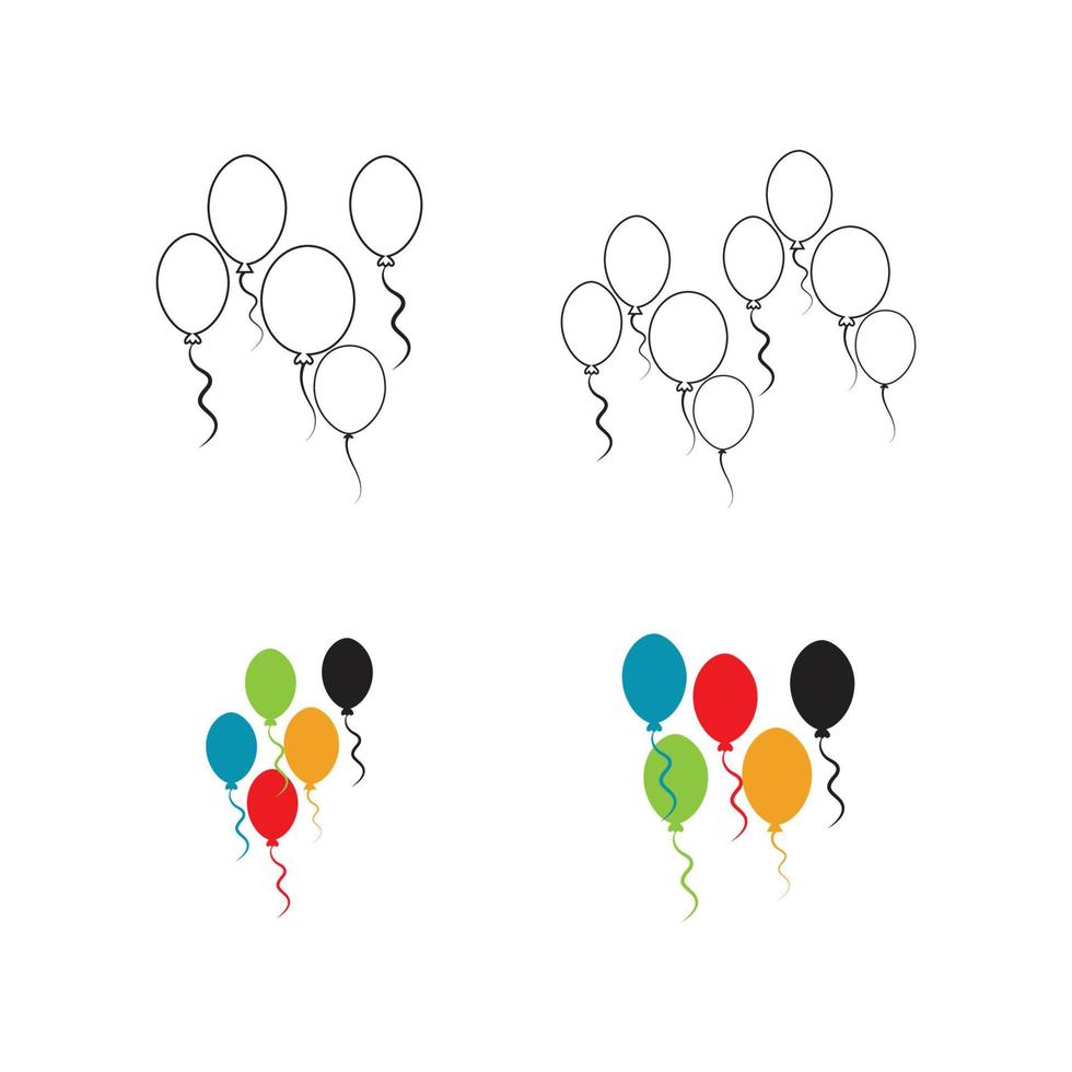 Diseño de globos, celebración de fiestas, cumpleaños, decoración y entretenimiento, ilustración vectorial vector