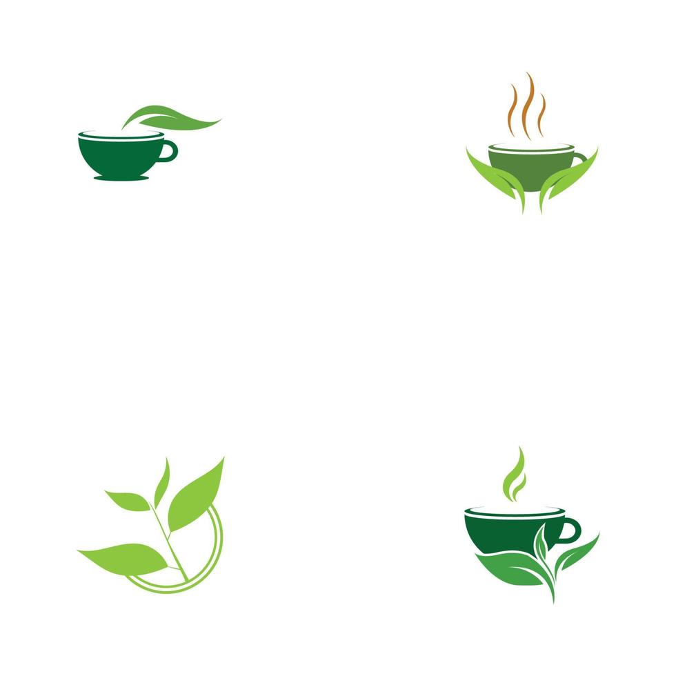 brotes de hojas verde té orgánico taza hoja logo símbolo diseño idea vector