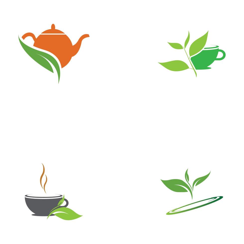 leaf shoots green organic tea mug leaf logo symbol design idea vector