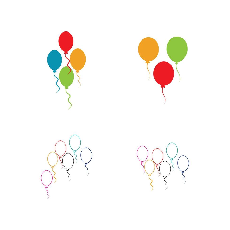 Diseño de globos, celebración de fiestas, cumpleaños, decoración y entretenimiento, ilustración vectorial vector