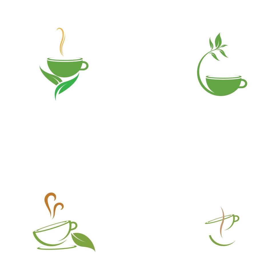 brotes de hojas verde té orgánico taza hoja logo símbolo diseño idea vector