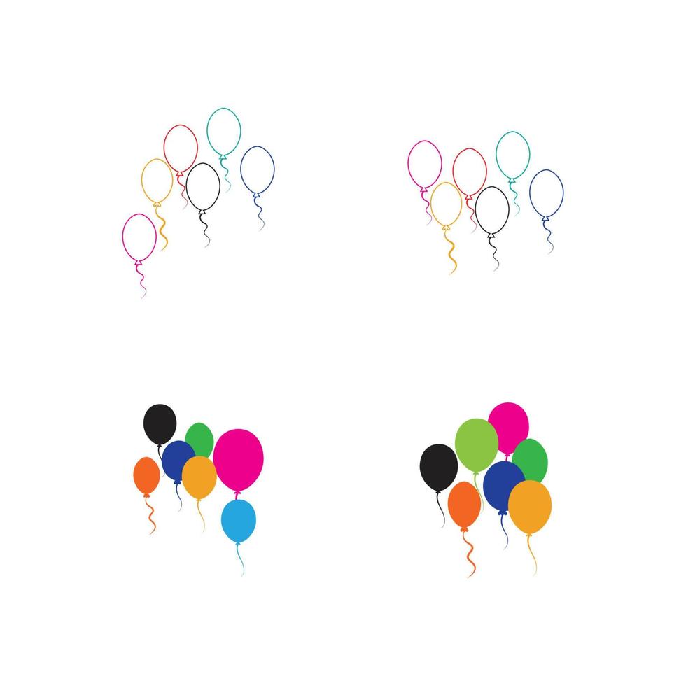 Diseño de globos, celebración de fiestas, cumpleaños, decoración y entretenimiento, ilustración vectorial vector