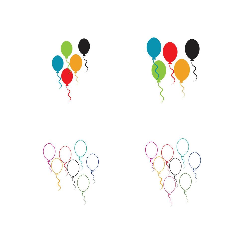 Diseño de globos, celebración de fiestas, cumpleaños, decoración y entretenimiento, ilustración vectorial vector