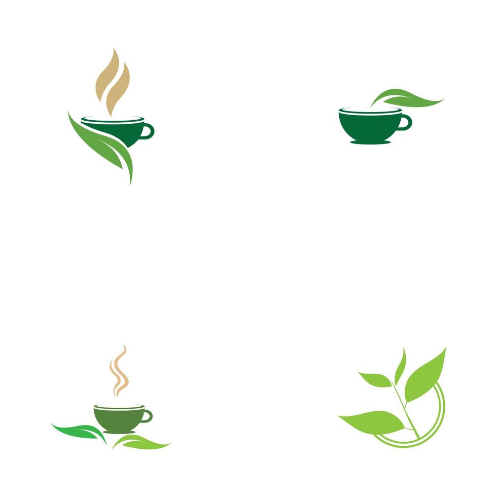 leaf shoots green organic tea mug leaf logo symbol design idea vector