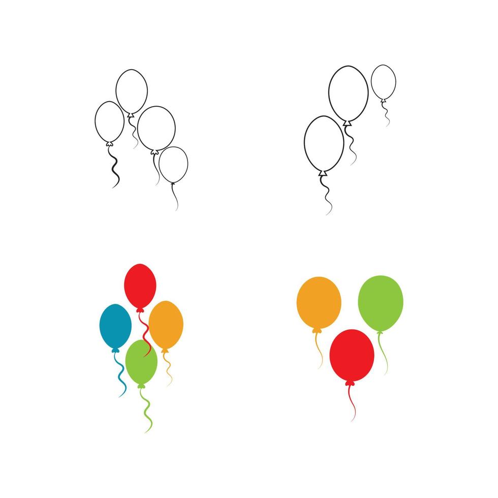 Diseño de globos, celebración de fiestas, cumpleaños, decoración y entretenimiento, ilustración vectorial vector