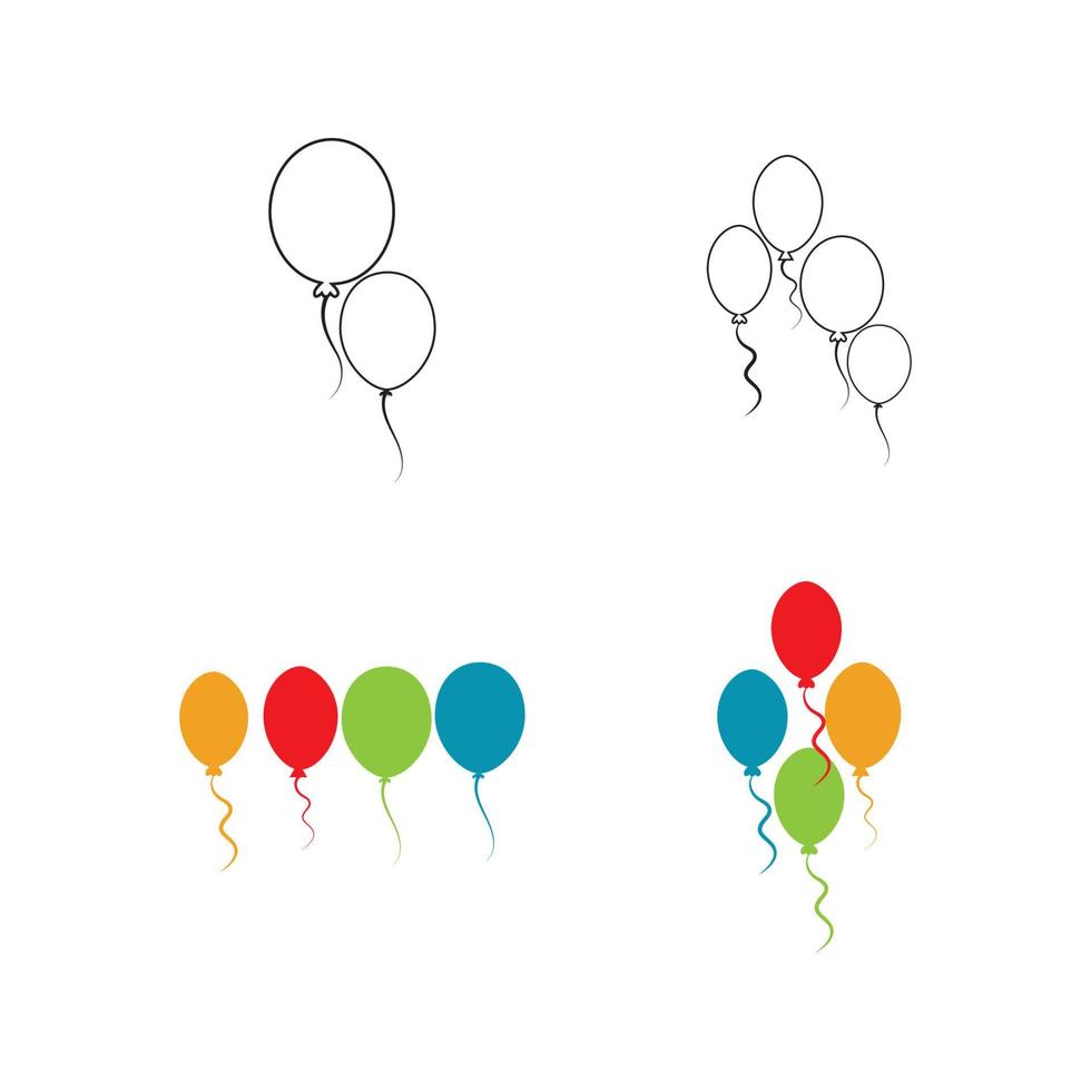 Diseño de globos, celebración de fiestas, cumpleaños, decoración y entretenimiento, ilustración vectorial vector