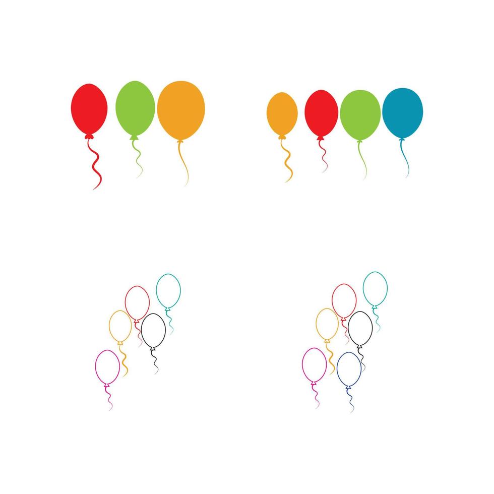 Diseño de globos, celebración de fiestas, cumpleaños, decoración y entretenimiento, ilustración vectorial vector